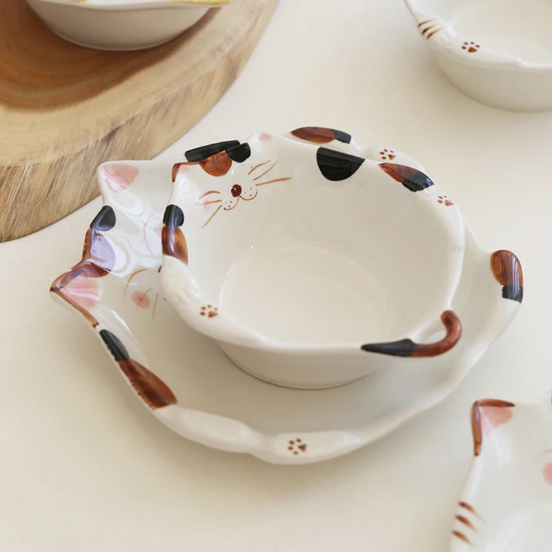Cartoon Cat Ceramic Bowl Plate - Home Cooking For Cats review and price