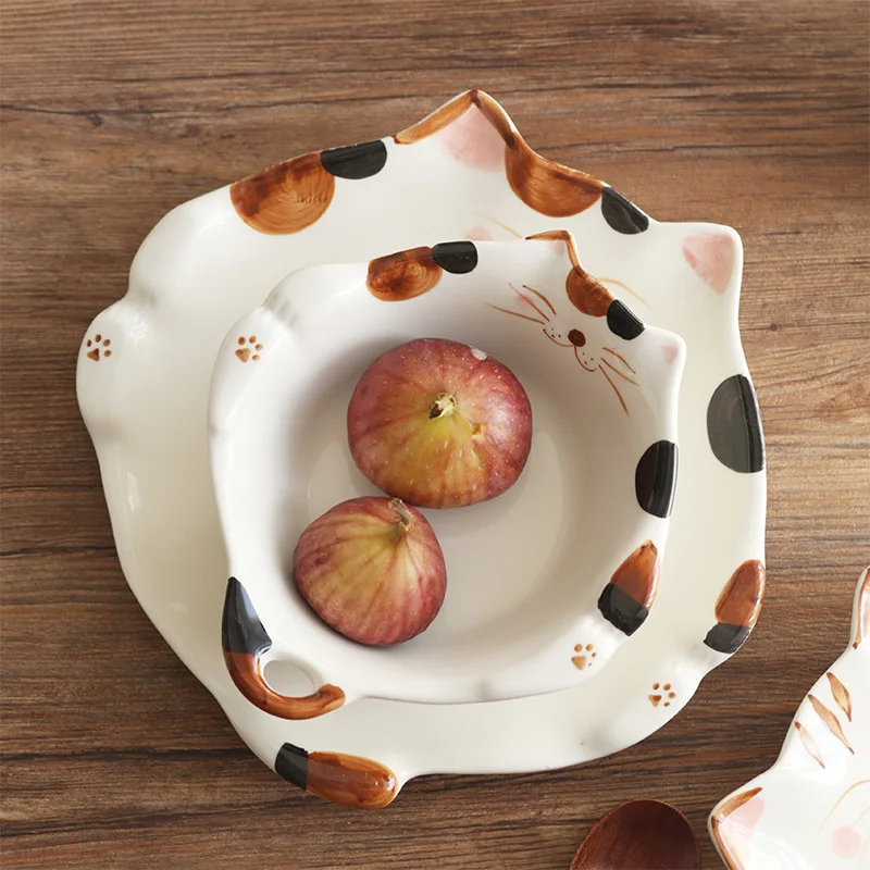 Cartoon Cat Ceramic Bowl Plate - Home Cooking For Cats review and price