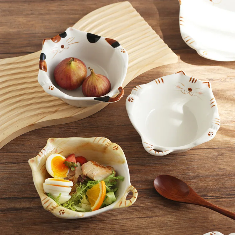 Cartoon Cat Ceramic Bowl Plate - Home Cooking For Cats review and price