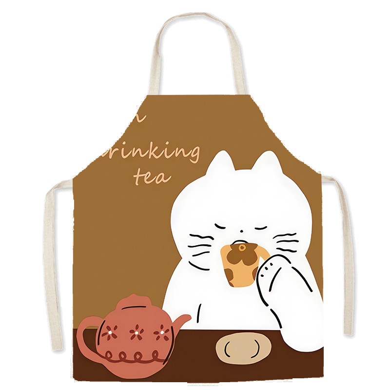 Cute White Cat Printed Apron C - Home Cooking For Cats review and price