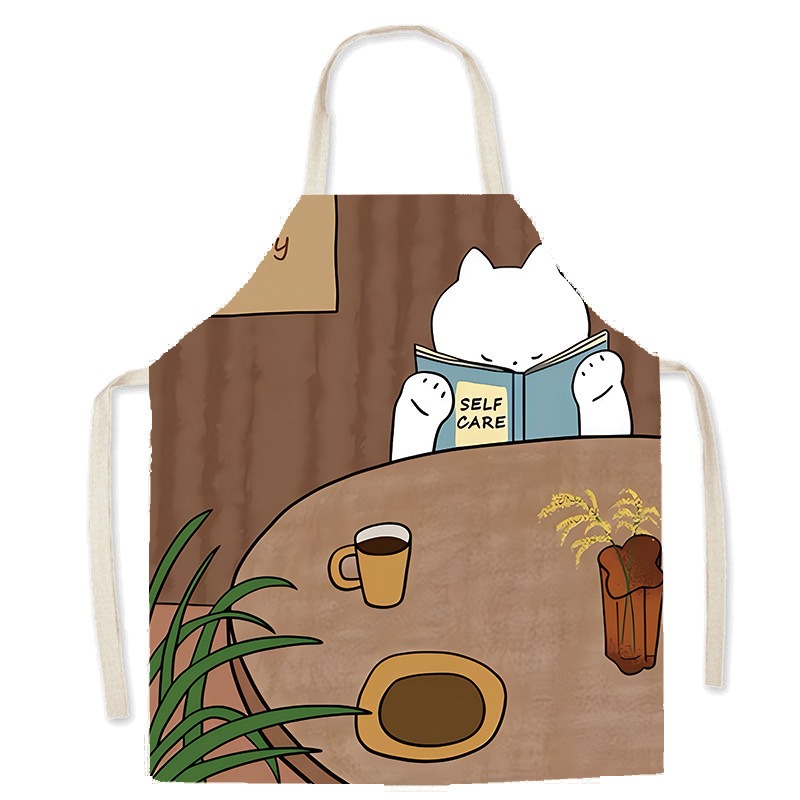 Cute White Cat Printed Apron C - Home Cooking For Cats review and price
