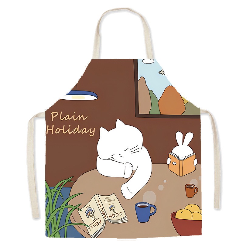 Cute White Cat Printed Apron C - Home Cooking For Cats review and price