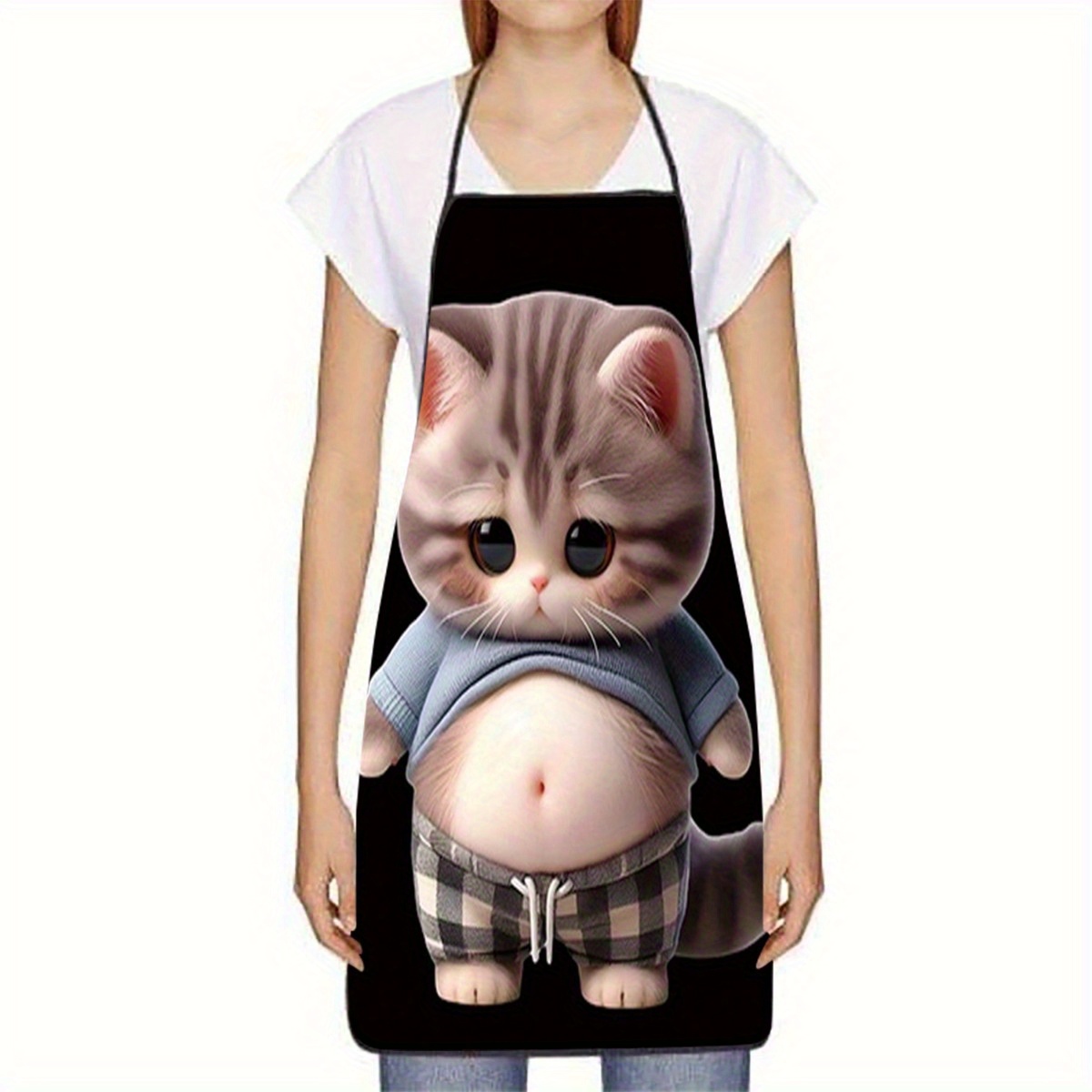 Cute Cartoon Cat Print Apron,  - Home Cooking For Cats review and price