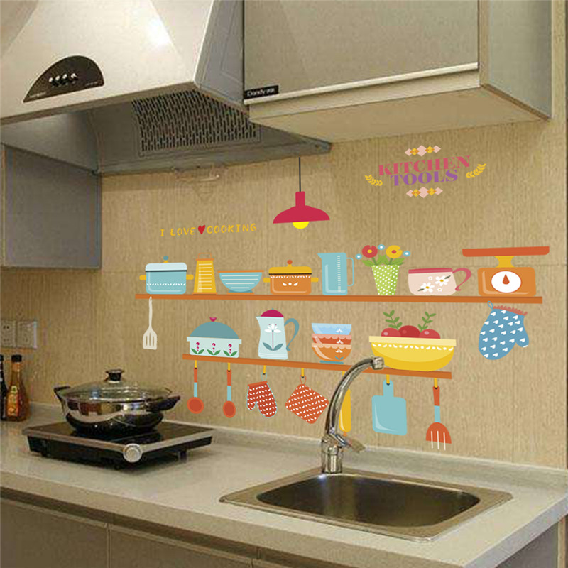 Kitchen Tools Pattern Wall Sti - Home Cooking Quotes review and price