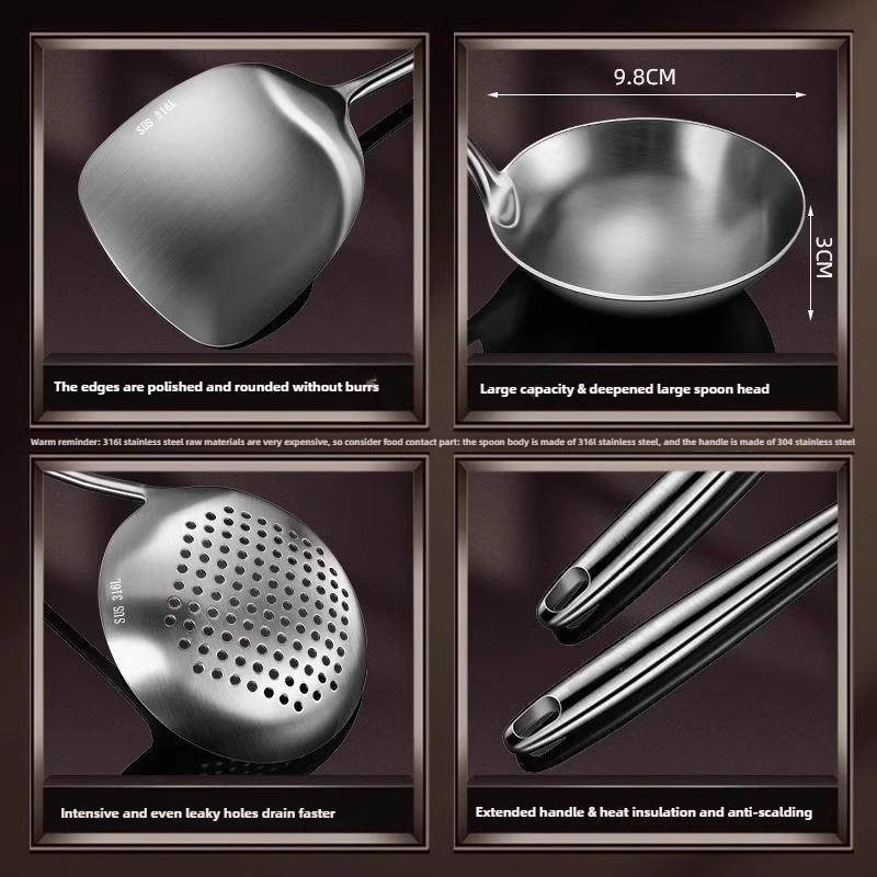 Food Stainless Steel Wok Spatu - Home Cooking Utensil Set review and price